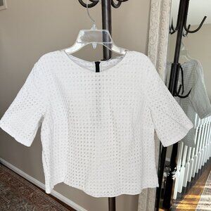 Mango Collection White Textured Boxy Crop Top Size L